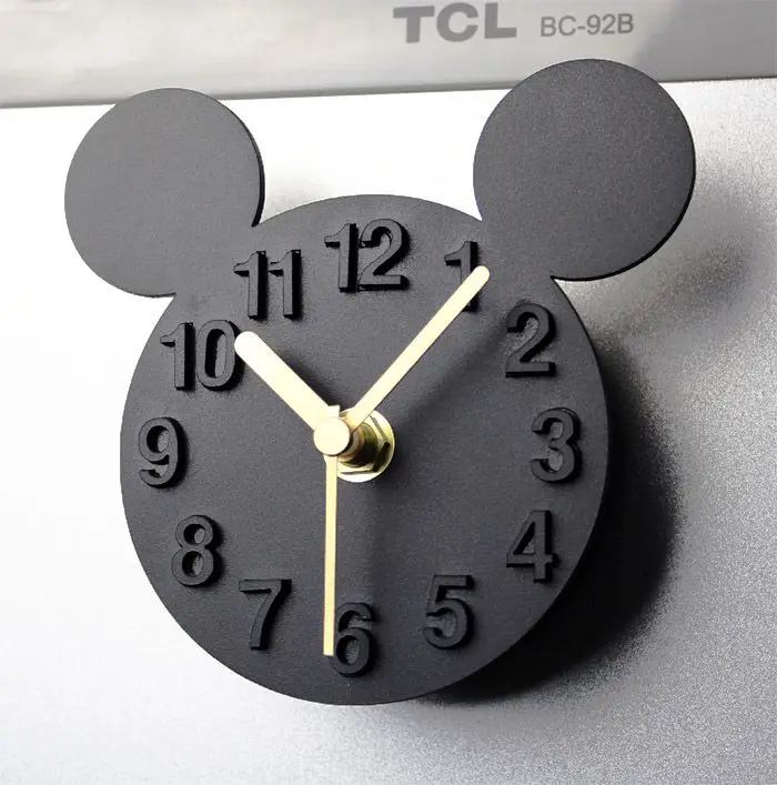 

Modern Designer Mickey Mouse 3D Wall Clock Blank Fridge Magnet Digital Wall Clock Self adhesive Clock Kitchen Watch For Children