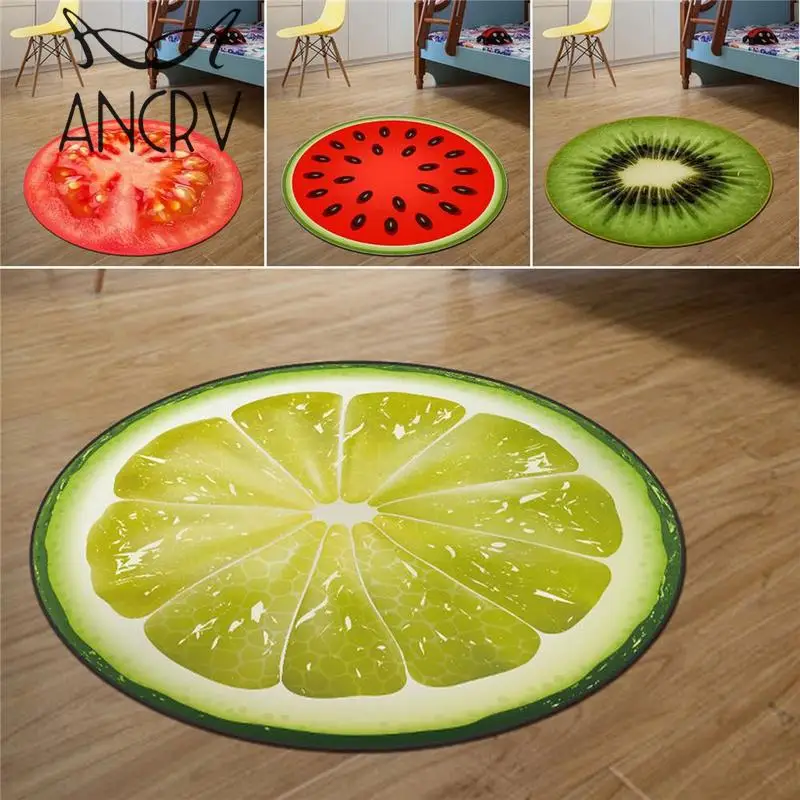 

3D Fruit Print Room Carpet Shaggy Soft Area Rug Lemon Watermelon Decoration Bedroom Floor Doormat Fruit Floor Mat VQA9554