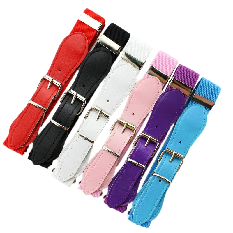 Retail new 2016 fashion Candy Color 1 Inch Wide Kids/Children Elastic Waist Belt For Boys/Girls