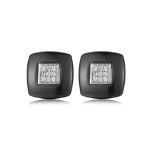 Новое поступление, квадратные керамические серьги, черные и белые серьги-гвоздики из керамики, инкрустированные кубическим цирконием, простой дизайн, маленькие серьги для женщин