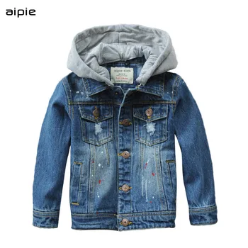 

New Children's Denim Jackets Fashion Hooded Style Cotton Kids boy's denim Coats Clothing For 3-10 Years Outwear