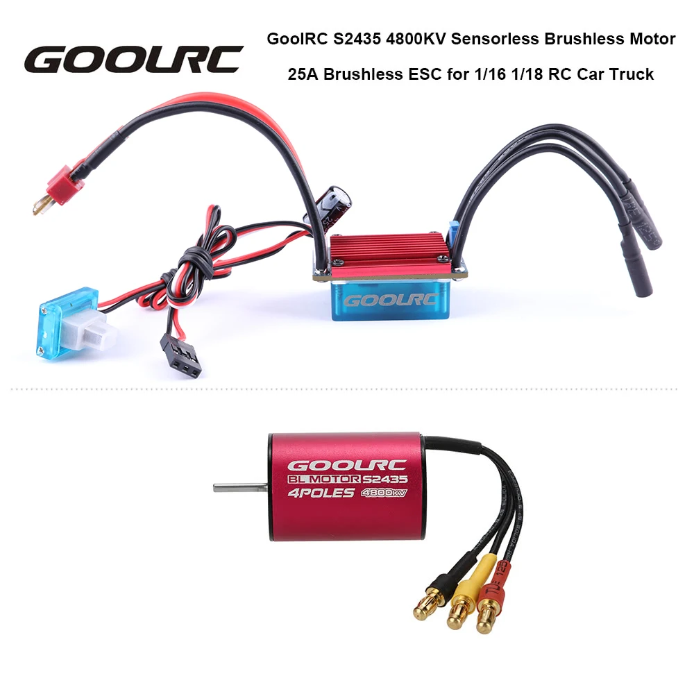 

Original GoolRC S2435 4800KV Sensorless Brushless Motor and 25A Brushless ESC Combo Set for 1/16 1/18 RC Car Truck Parts