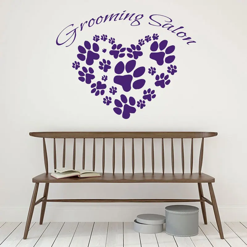 

Animal Love Footprint Wall Decals Grooming Salon Dog Cat Puppy Pets Pet Shop Decor Interior Design Vinyl Sticker Art Murals A259