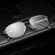 Портативные очки для чтения деловые мужские металлические двойные лучевые рамки дальнозорные увеличительные очки модные очки при дальнозоркости для мужчин