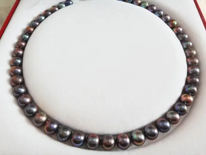 

18" 9-10MM NATURAL NATURAL TAHITIAN BLACK PEARL NECKLACE AAA