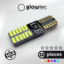 Lâmpada canbus t10 24smd de led, luz automotiva sem erro 3014 12v, lâmpada super brilhante, branca, com 10 peças amarelo azul vermelho