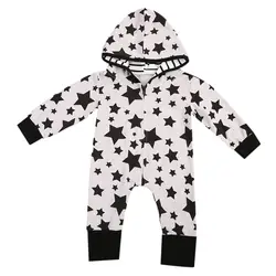 Дети мальчик звезд pringting с капюшоном Комбинезоны для малышек для новорожденных Толстовка для мальчиков Теплый комбинезон комплект одежды