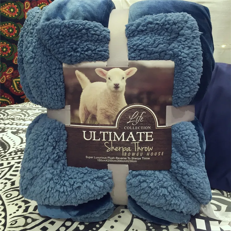 

Fashionable Blue Pure Color Super Soft Lamb 100% Polyester Fiber Double Face Throw Blanket Winter Bedsheet Plaids 150x200cm Size