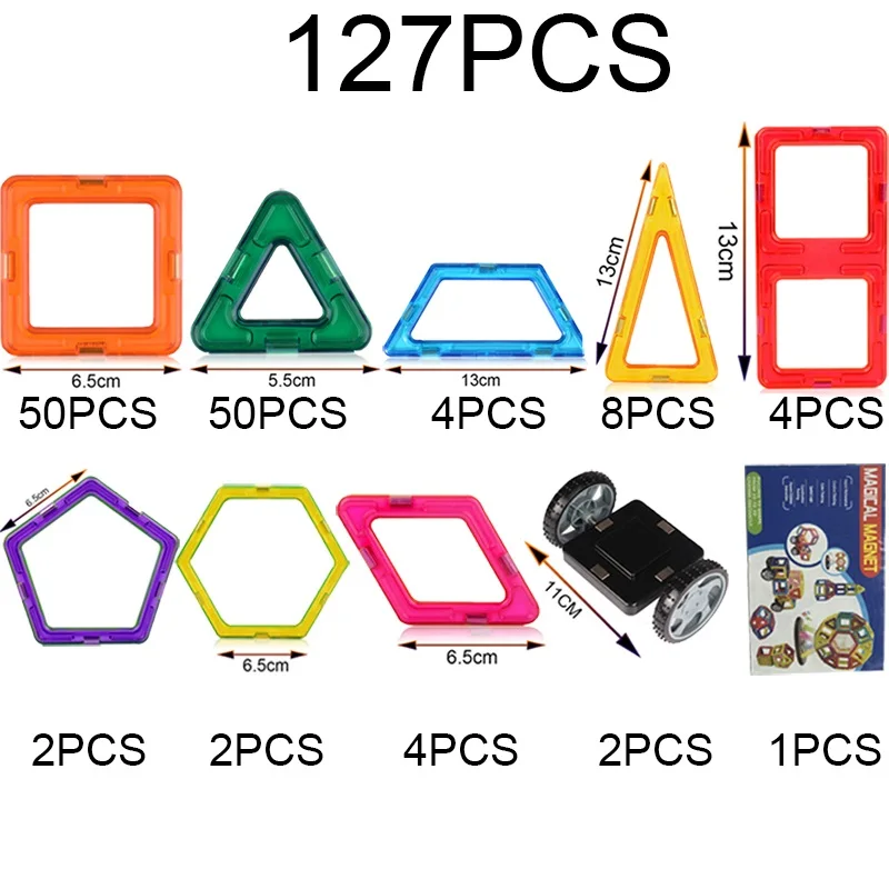 71-127 шт. большой размер магнитные блоки Магнитный конструктор строительные игрушки Магнитные Развивающие игрушки для детей подарок для детей - Цвет: 127pcs no box