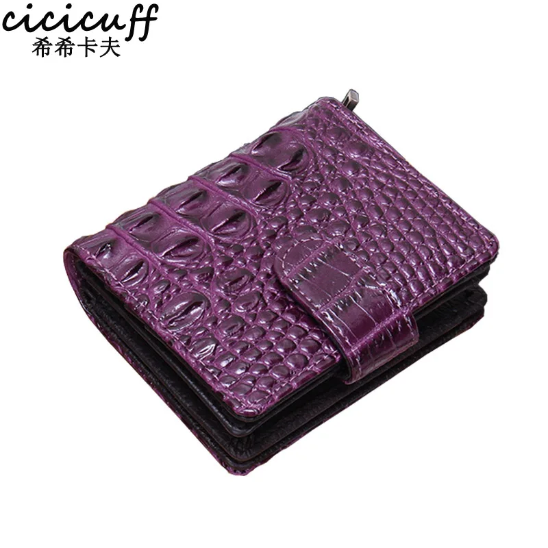 

CICICUFF 2019 New Ladies' Genuine Leather Wallets Fashion Short Small Purse Female Crocodile Pattern Purse with Change Pocket