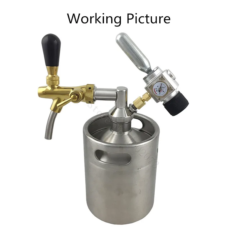 Stainless Steel Mini Keg Tap Dispenser with adjustable beer tap and CO2 Injector Premium for 2L 3.6L 5L Beer Keg growle (1)