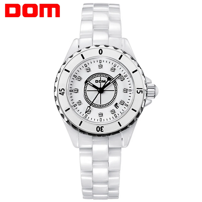 

DOM Fashion Women Watch Special Quartz Wristwatch Ceramics Band Watch for Ladies Hand Clock Women Waterproof Women Watch
