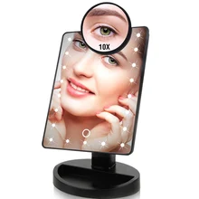 22 LED Lights Touch Screen Makeup Mirror Dropshipping Discounted Price 1X 10X Bright Adjustable USB Or Batteries Use 16