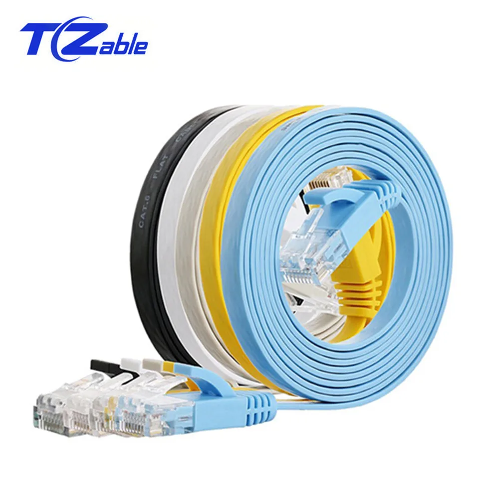 CAT6 RJ45 Flat Ethernet Cable Twisted Pair 1m 2m 3m 10m 20m Computer font b Network