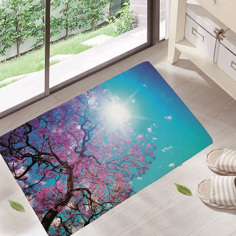 2018 Modern Style Forest Scenery Print Carpets Anti slip Floor Mat