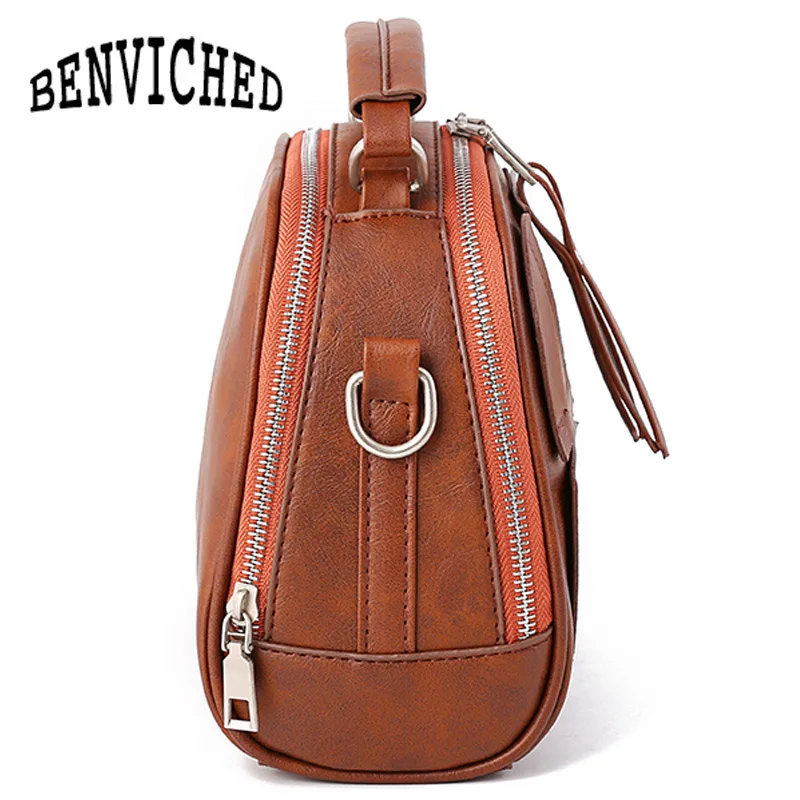 BENVICHED 2019 جديد Vinatge الأفاق حقائب الأزياء بو الجلود المرأة واحدة حقائب كتف Crossbody أكياس أعلى-حقائب بيد L130
