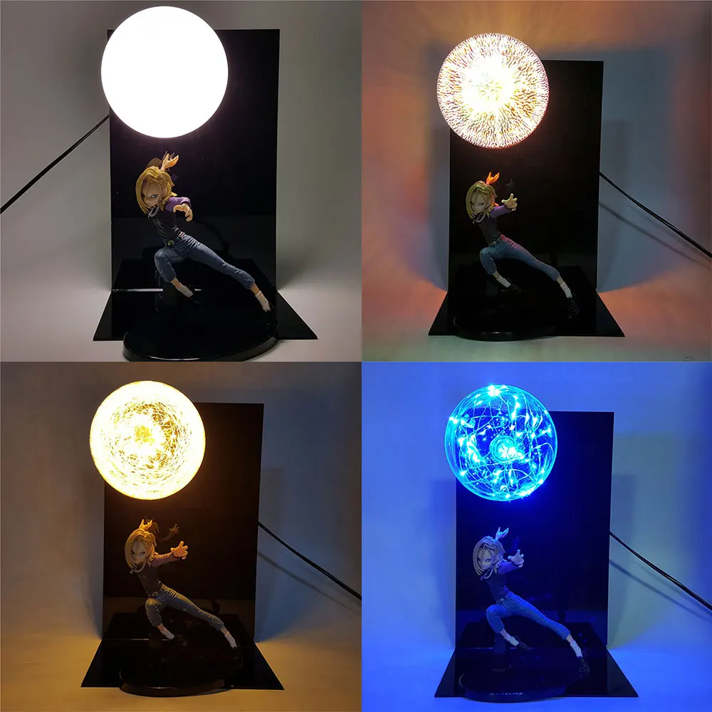 

Dragon Ball Z Action Figure Android 18 Lazuli LED Light Flash Bulb Table Lamp Figurine Dragon Ball DIY Set Kids Toys for Xmas