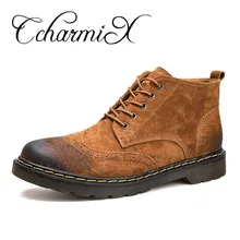 CcharmiX/мужские Ботильоны модная весенне-Осенняя обувь, мужская обувь из замши с круглым носком повседневные зимние ботинки на шнуровке Большие размеры