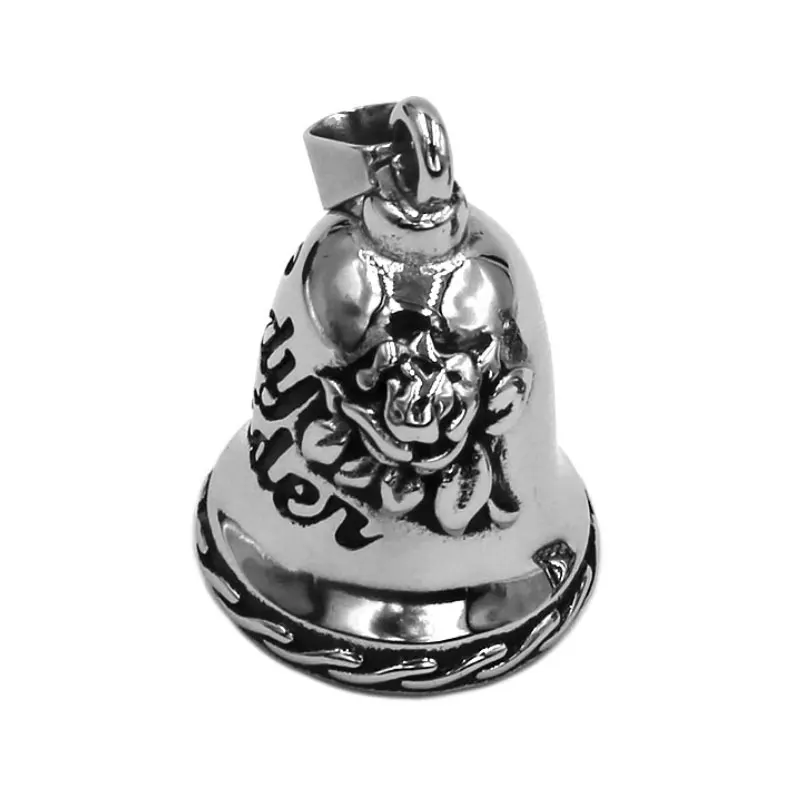 Rose Lady Rider Biker Bell Pendant Stainless Steel Fashion Live To Ride Eagle Christmas Gift For Women 514B (Has steel ball) 3