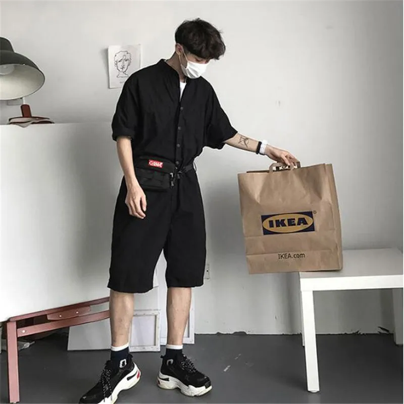 Fashion Jumpsuit Mens Rompers High Street Shorts Jumpsuit Male Handsome