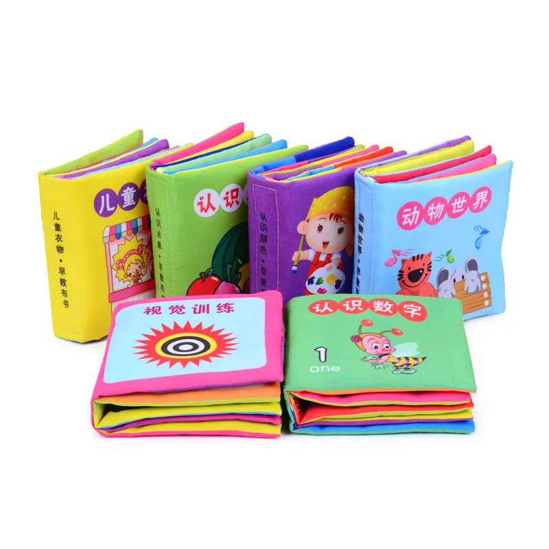 

New Soft Baby Cloth Book With Teether Ring Educational Infant Characters Family Colors Numbers Cognition Learning Book