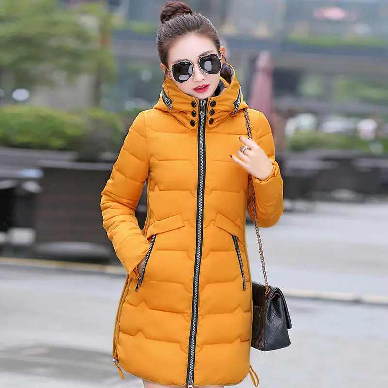 6XL 7XL зимняя куртка женская парка пальто большой размер теплая Толстая куртка женская верхняя одежда с капюшоном зимнее пуховое хлопковое пальто с подкладкой Q943 - Цвет: Yellow Parka