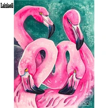 На заказ 5D DIY алмазная живопись Фламинго семья Алмазная вышивка наборы для вышивки крестом Рукоделие мозаика Полный Стразы Рождество