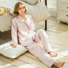 Женская одежда для сна из хлопка с длинными рукавами, весенне-осенний Повседневный хлопковый комплект для дома