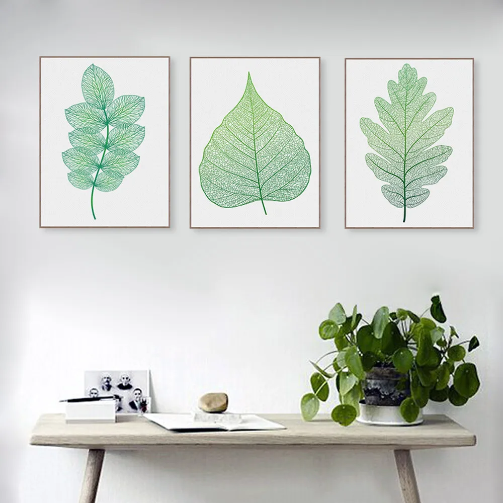 Modern-Nordic-Green-Plant-Leaf-Canvas-Art-Poster-Print-Wall-Picture-Home-Decor-Beautiful-Girl-Room