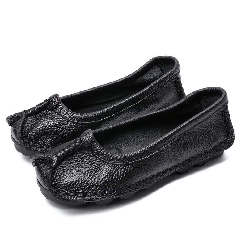 BEYARNE/; женская обувь; лоферы из натуральной кожи; Женская разноцветная Повседневная обувь; мягкая удобная обувь ручной работы; женская обувь на плоской подошве; 003 - Цвет: Черный