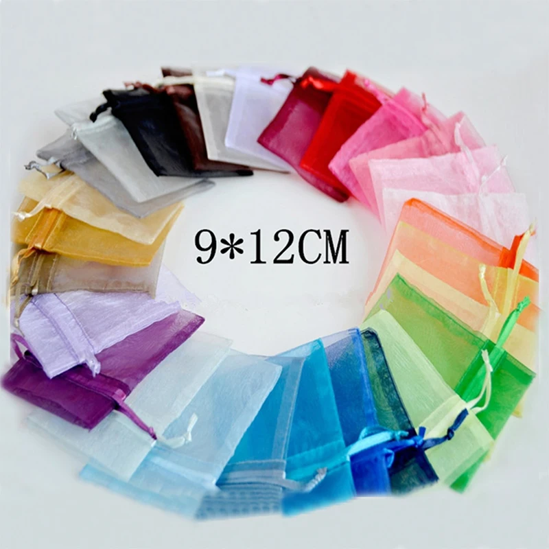 Wholesale Organza Bag 9x12cm Jewelry Packaging Pouches Wedding Gift Multi Colors 100pcs/Lot | Украшения и аксессуары