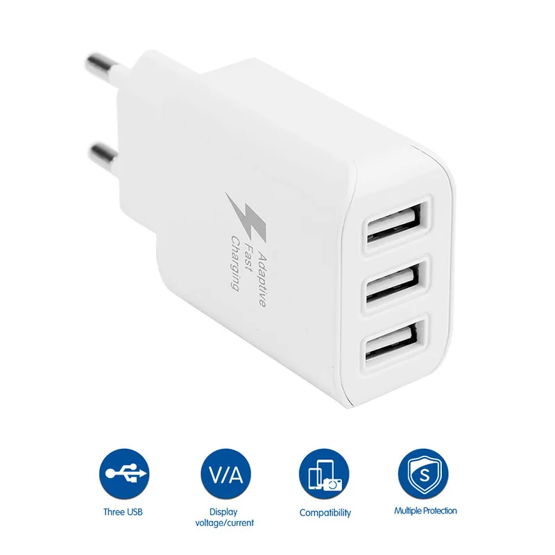 3USB зарядное устройство Quick Charge 3,0 5V 2A зарядное устройство для мобильного телефона для iPhone X XS XR 8 EU вилка Быстрая зарядка для samsung S10 S9 S8 huawei