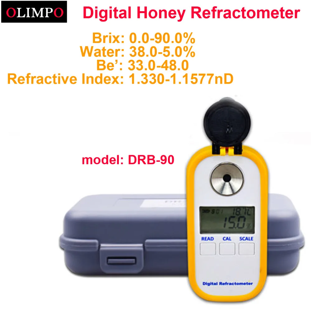 

olimpo Portable digital Honey refractometer Brix Refractive Index Refractometer 0-90% Brix test honey moisture and Be'