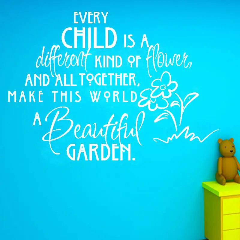 every Child Is A Different Kind Of Flower Wall Sticker Text Vinyl Art