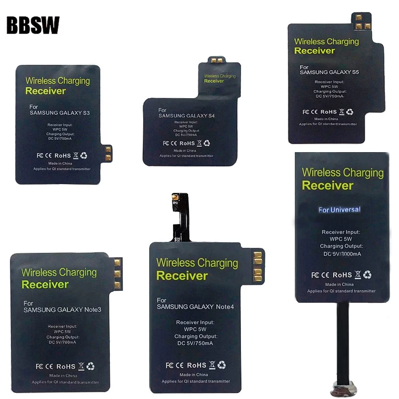 

BBSW TI Chipset Ultra Thin Qi Wireless Charging Receiver Module Adapter Charger For SAMSUNG Galaxy S4 S5 Note 4 Type-C Device