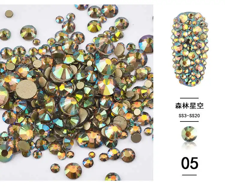 1/упаковка золотые Пришивные АВ стеклянные стразы для ногтей смешанные размеры, дизайн ногтей украшение камни блестящие драгоценные камни маникюрные аксессуары 073 - Цвет: 6