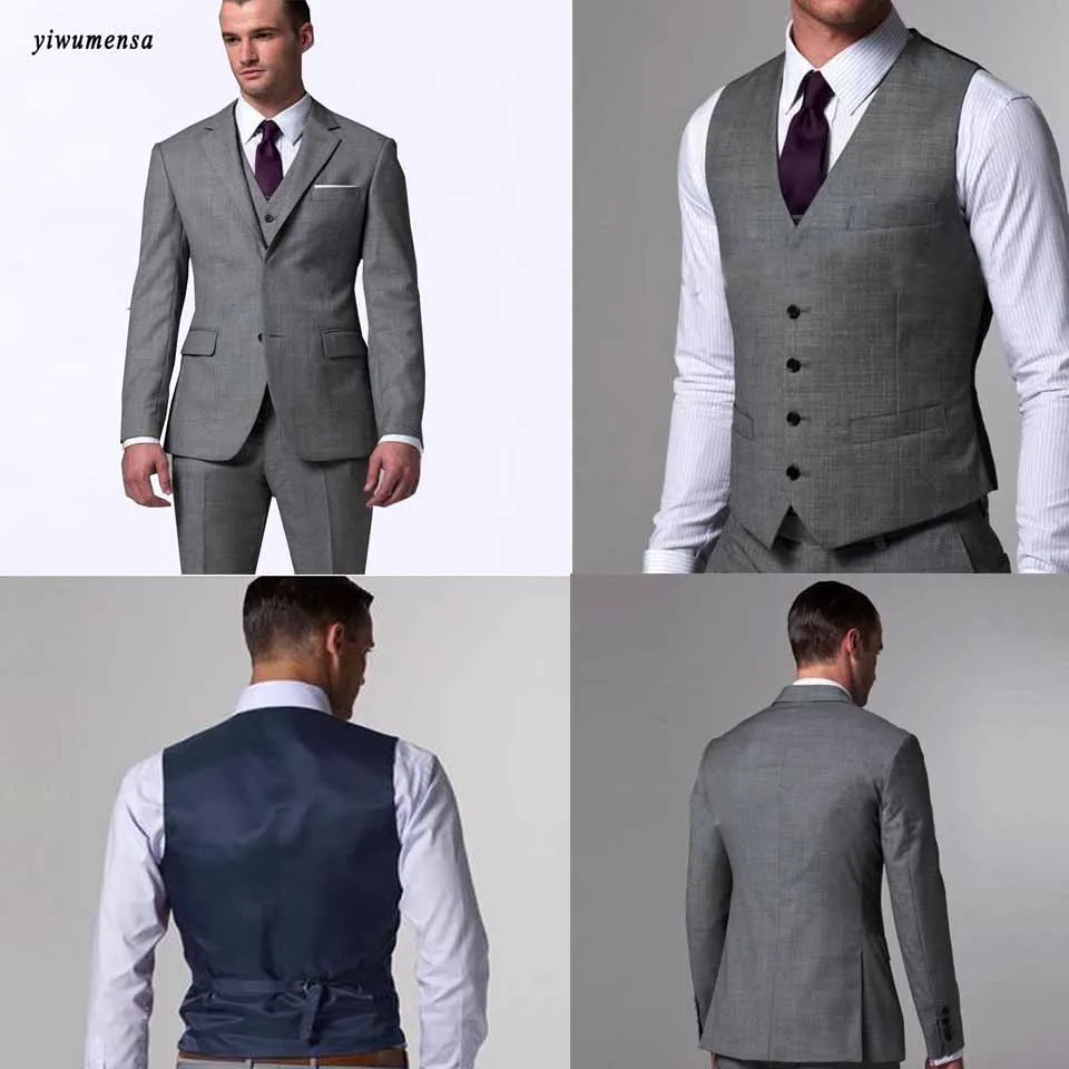 Yiwumensa для мужчины костюм серый Trajes де Novios Para Hombres 2017 на заказ костюмы Hommes TERNO Azul свадебные костюмы для мужские