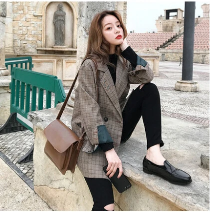 New Spring Autumn Women Plaid Office Lady Blazer Fashion Long Sleeve Jackets Elegant Work Blazers Feminino