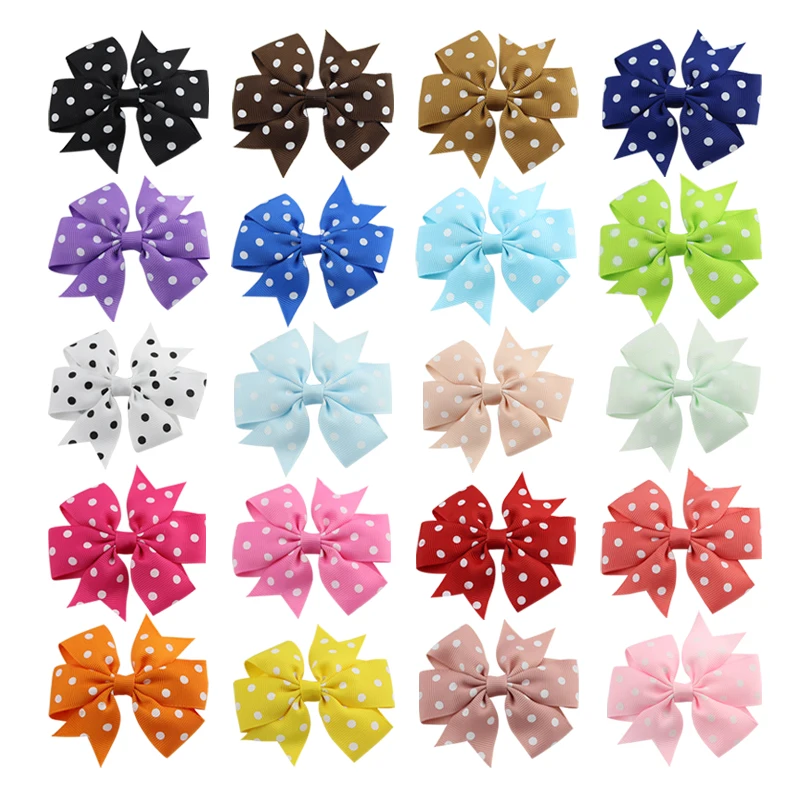Polka Dot Grosgrain Ribbon Bows with Alligator Clip Kids Girls Colourful Bow Tie Hairpins Headwear Hair Accessorises (1)