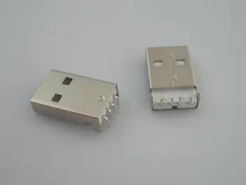 

Free shipping 100pcs USB connectors A type Male right angle DIP 4 Pins White insulator