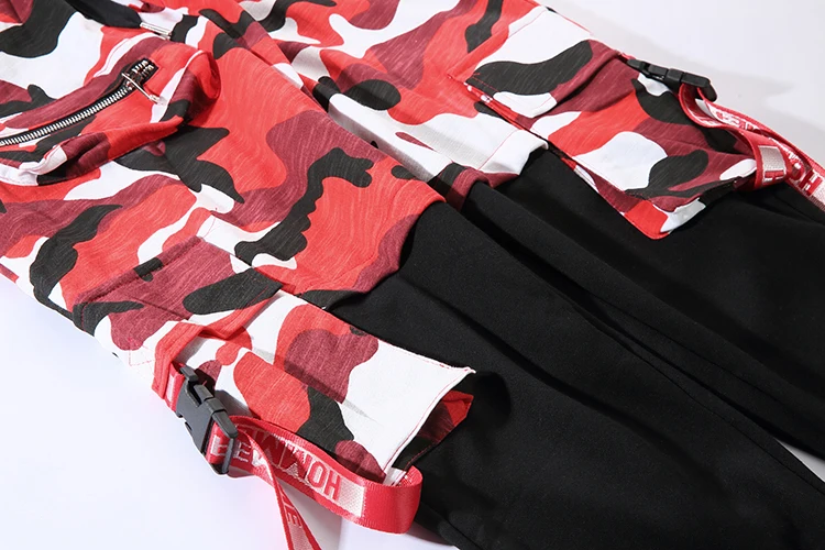 Модная уличная одежда камуфляжные брюки тренировочные брюки для девочек в стиле панк хип хоп мульти карман Военная Униформа карго
