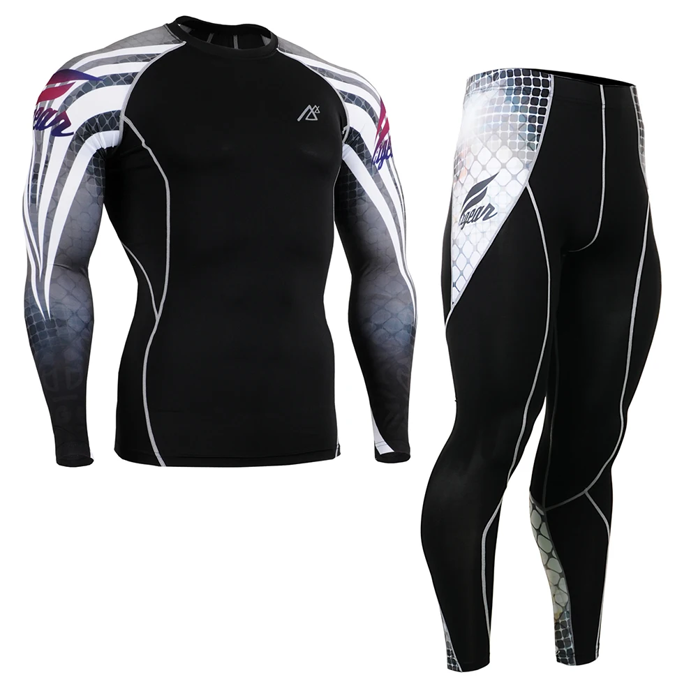 

Men's Running Suit Set Skin-Tight Tracksuits Gym Training Sportsman Wear Male Yoga Clothing Set Sportswear CPD/P2L-B38