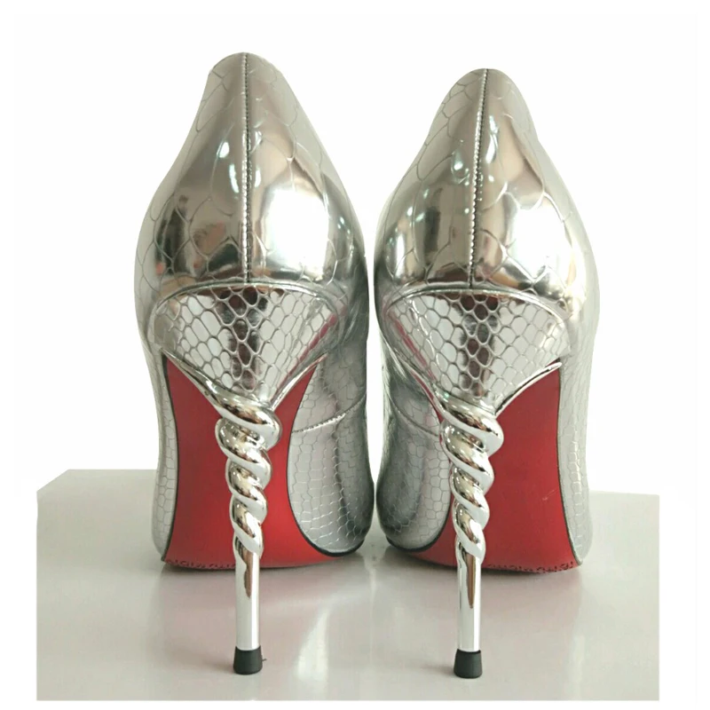 Женские туфли-лодочки с металлическим украшением; женские свадебные туфли с острым носком на высоком каблуке 10 см; Цвет серебристый, золотистый; пикантная обувь