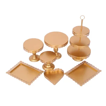 

7pcs Crystal 3 Tier Metal Decorative Candy Cupcake Cup Gold Cake Stand