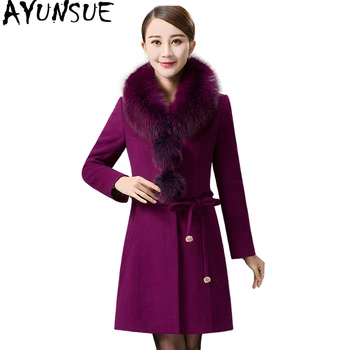 

AYUNSUE Winter Woman Coats 2020 Thick Wool Coat Female Long Jacket Plus Size 4xl 5xl Faux Fur Collar Casaco Feminino KJ233