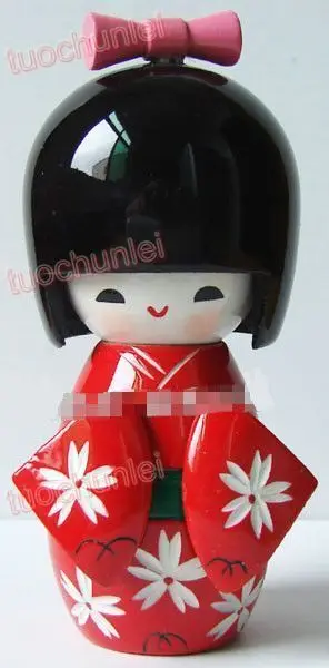 

Wonderful Red Oriental Japanese wooden Kokeshi Dolls cute girl doll