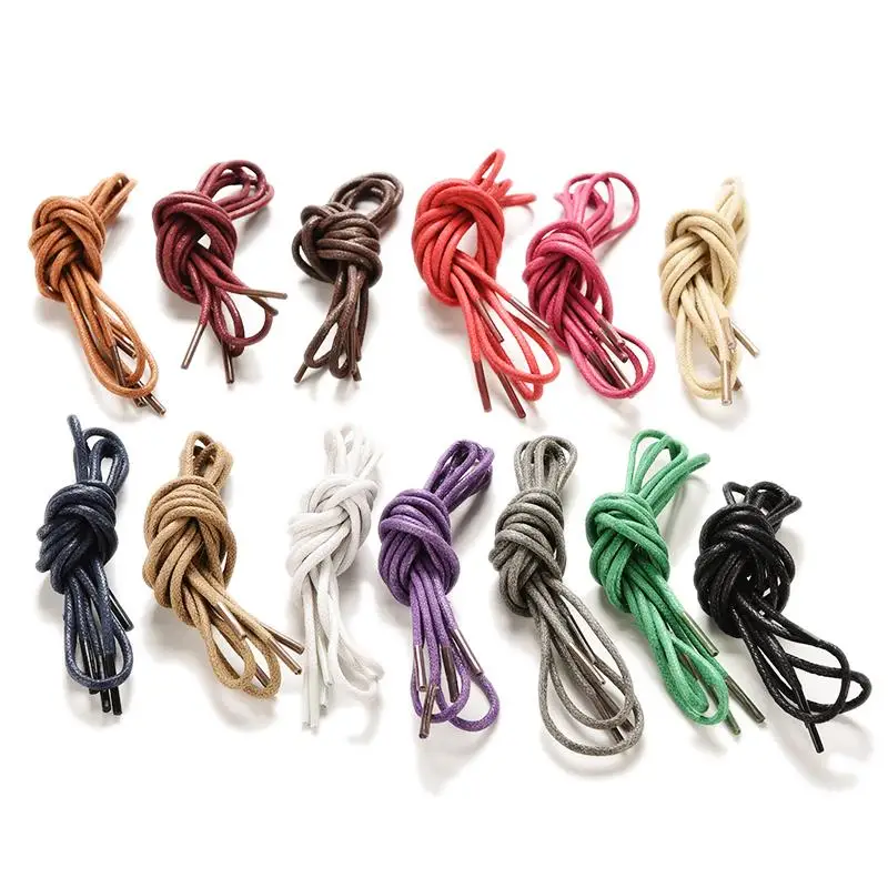 

1Pair Fashion Casual Leather Shoelaces Waxed Round Shoe Laces Shoestring Martin Boots Sport Shoes Cord Ropes High Quality
