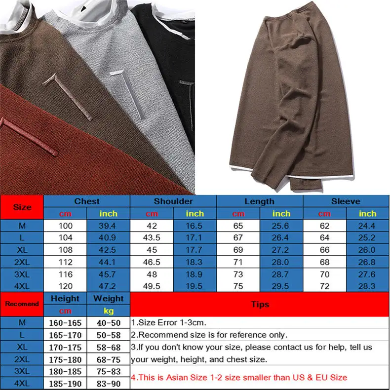 False Two-pieces Sweatshirts Male Solid Hoody Hoodies Men Simple Pattern Autumn Spring Winter Streetwears 2019 Brand New Fashion 01