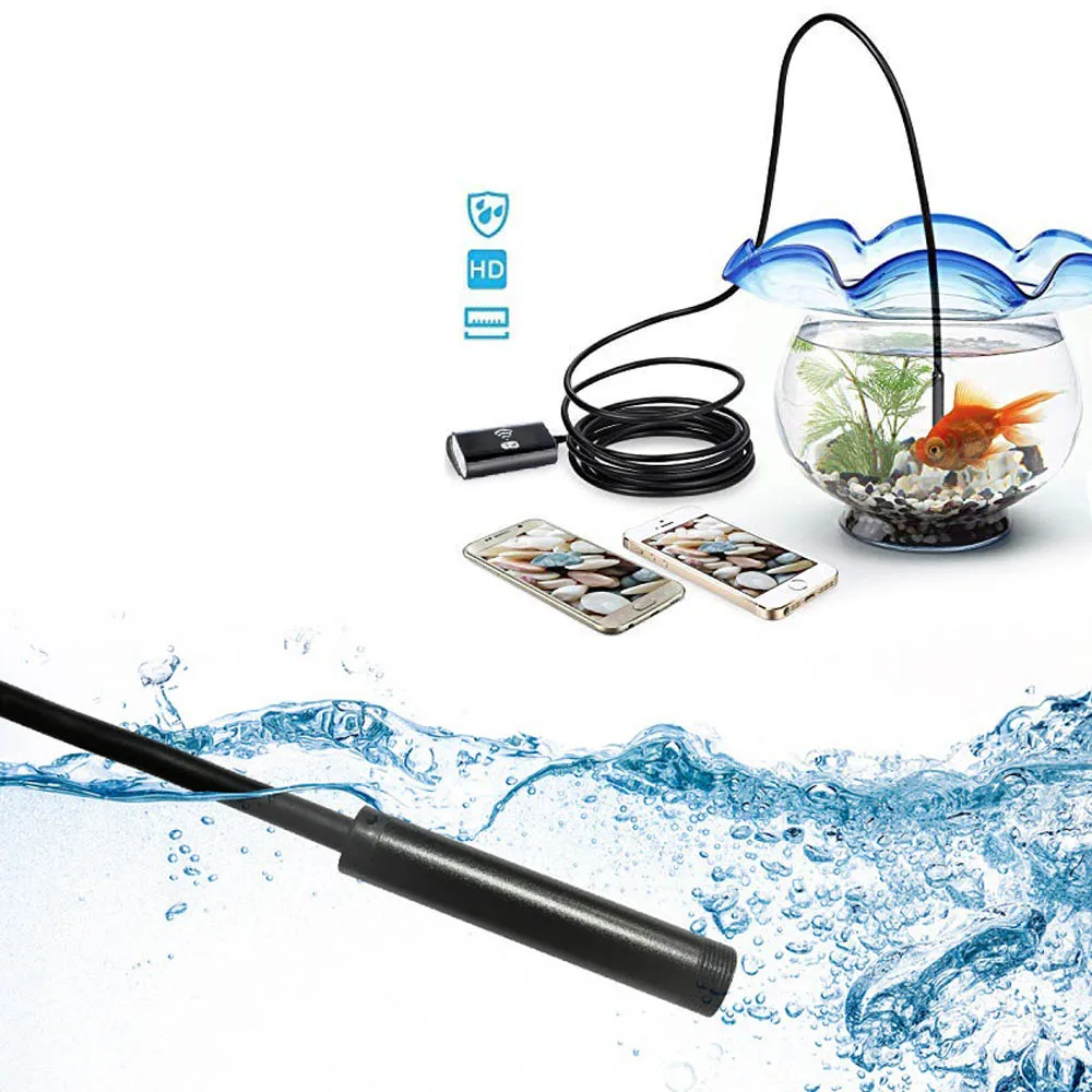 эндоскопа камера wifi мини Водонепроницаемый Жесткий проверка кабеля 8 мм USB Гибкий