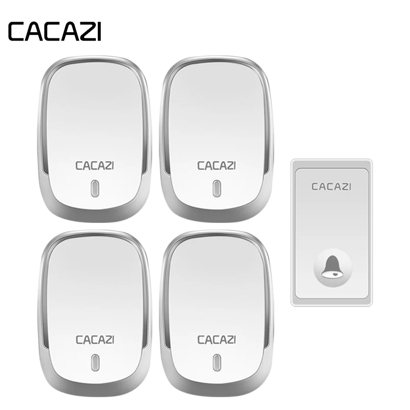 

CACAZI Self-Powered Waterproof Home Wireless Doorbell 200M Remote No Battery Button LED Light Cordless Bell EU Plug 36 Rings